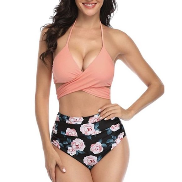 BeachQueen Halter High Waisted Wrap Bikini Set S - Picture 4 of 7